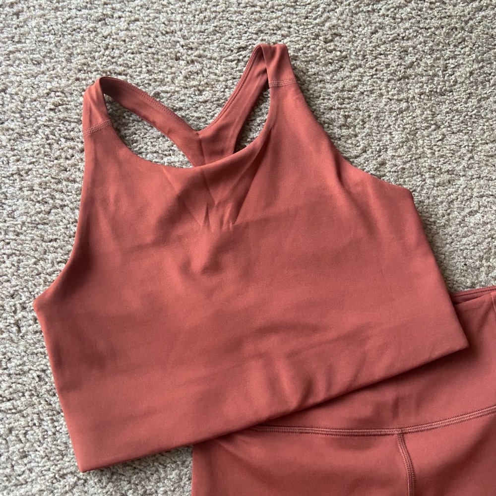 girlfriend collective Rust Bike Shorts and Sports Bra Set - Picture 2 of 7
